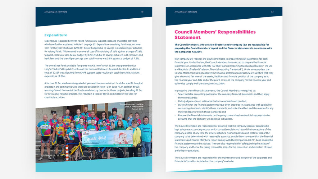 Mockup of CMRF Annual Report 2018 pages