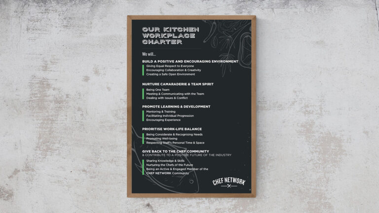 Poster mockup of Chef Network - Kitchen Workplace Charter